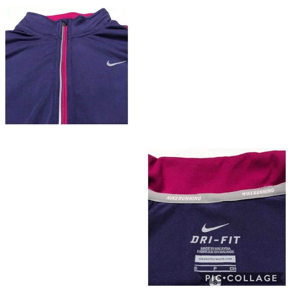 Nike Element Dri-Fit 3/4 Zip Running Pullover Thumb Holes Purple Pink Sz S - Picture 7 of 9